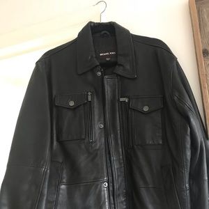 MK black leather jacket (men)